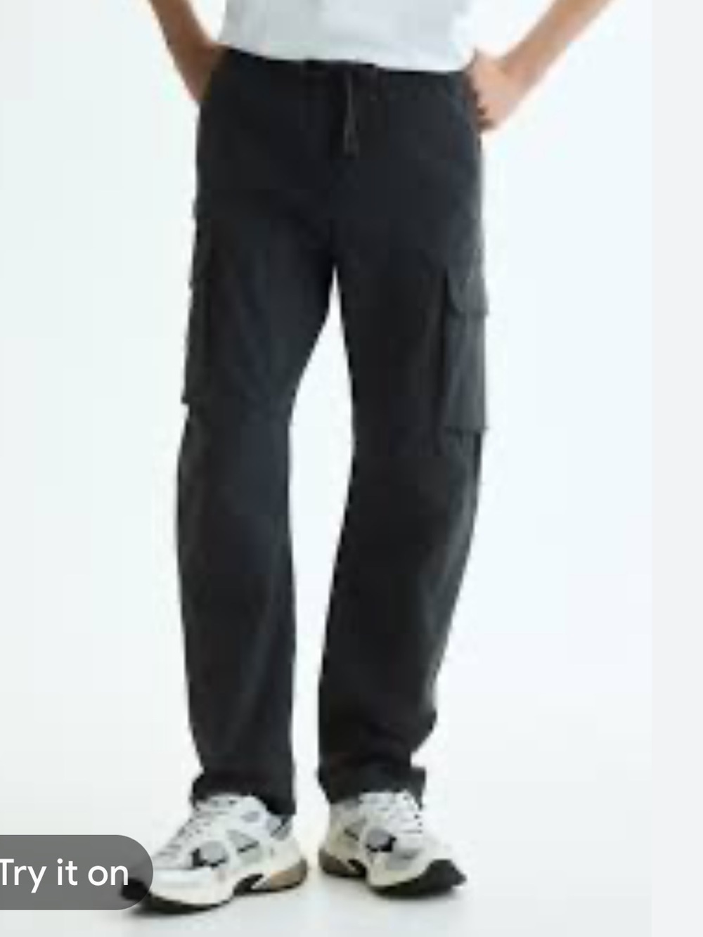 H&M Black Cargo Pants with Drawstring